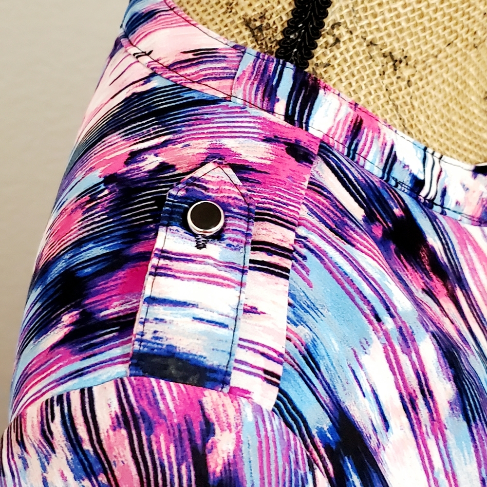 Ny Collection Abstract Print Layered Front Detail… - image 2